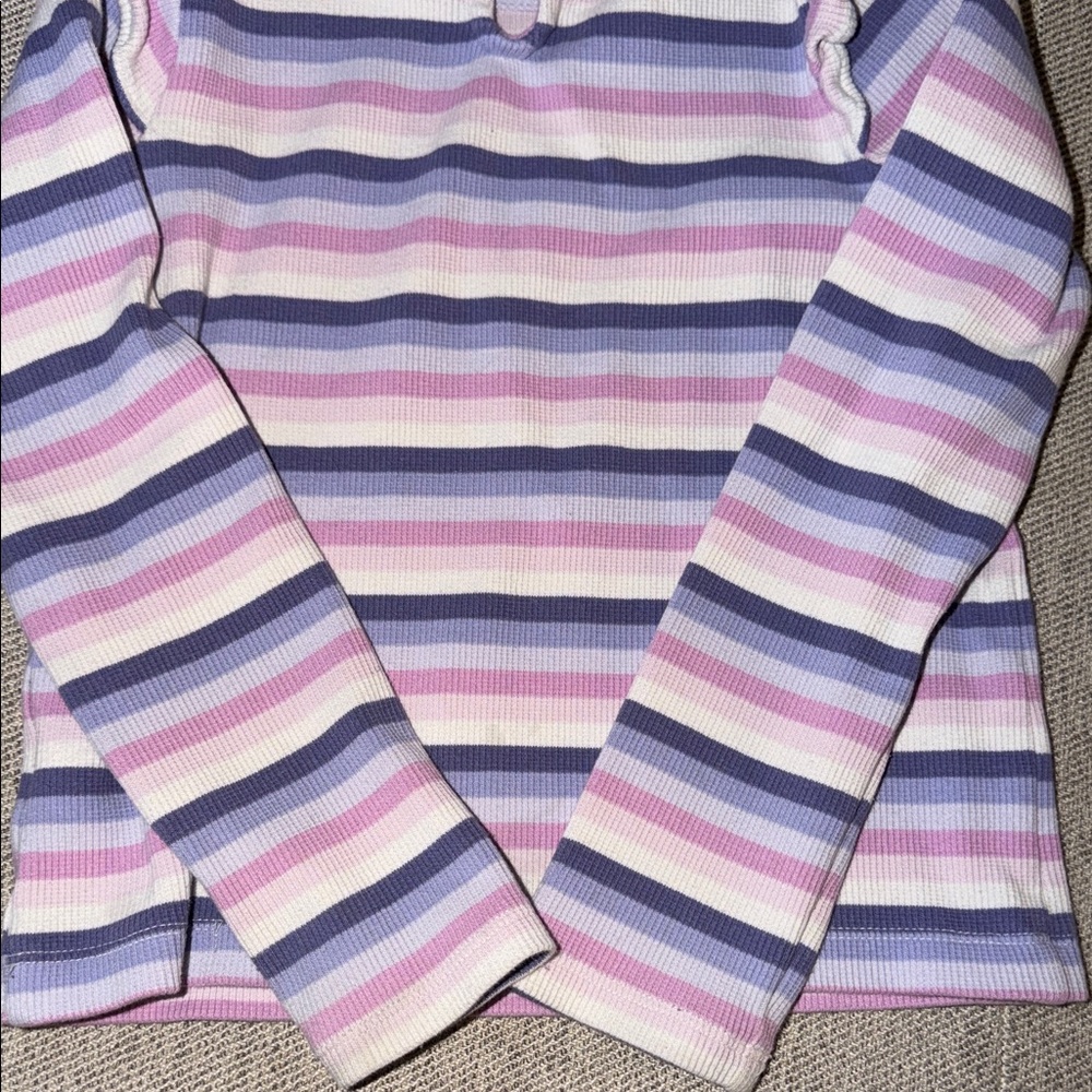 Janie and Jack Striped Ribbed Ruffle Shoulder Top - Picture 3 of 5